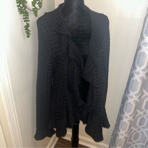 Madison Textured Black open front cardigan